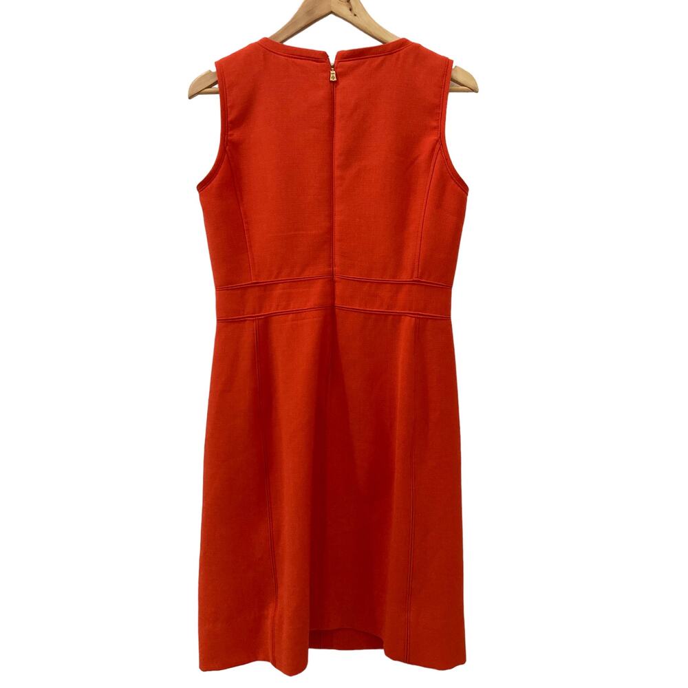 Tory Burch Mariel Orange & Gold Marmalade Knit Sleeveless Shift Dress Size 6 - Picture 4 of 14